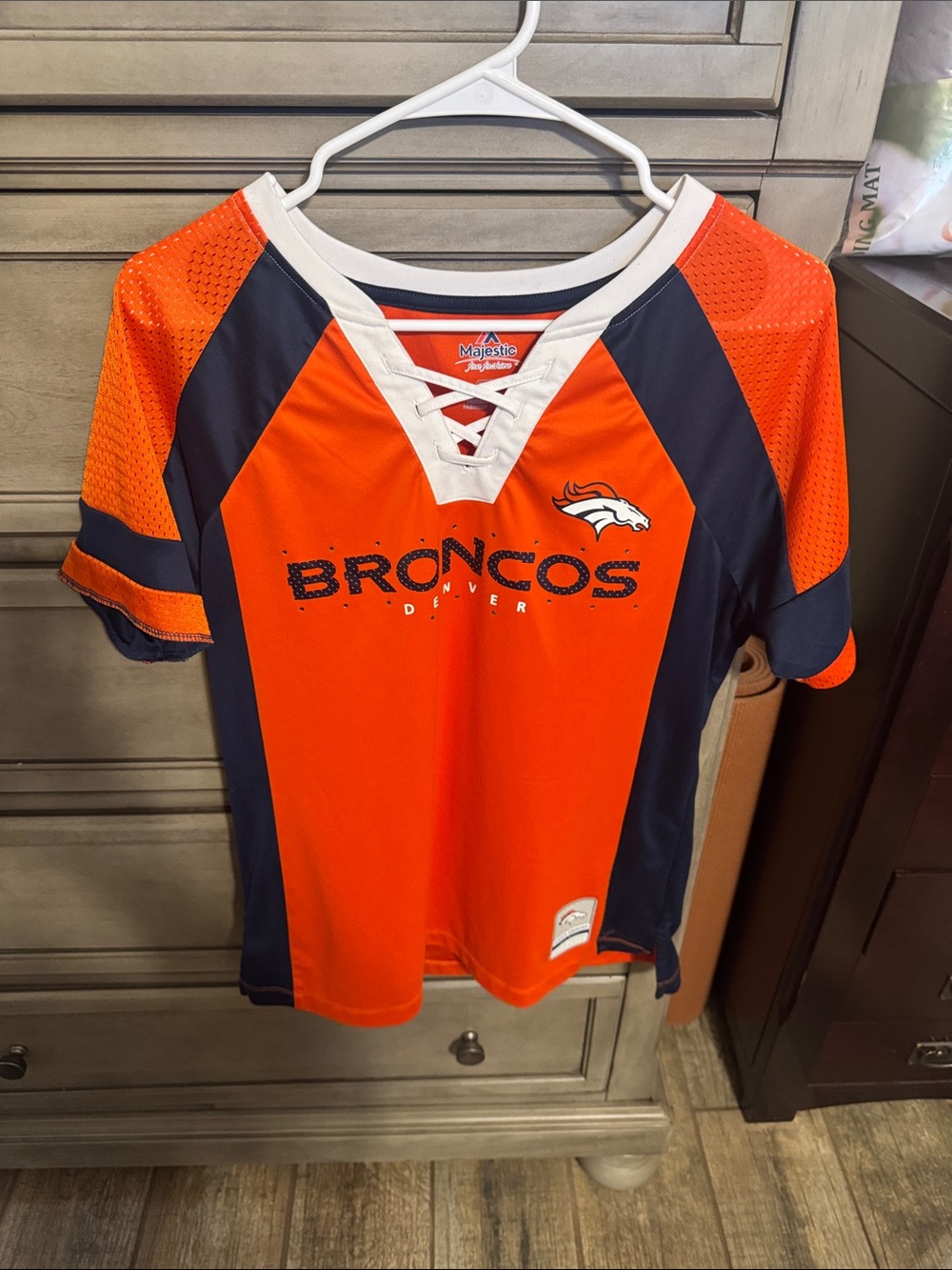 Majestic Orange & Navy Denver Broncos Lace-Up Fan Jersey